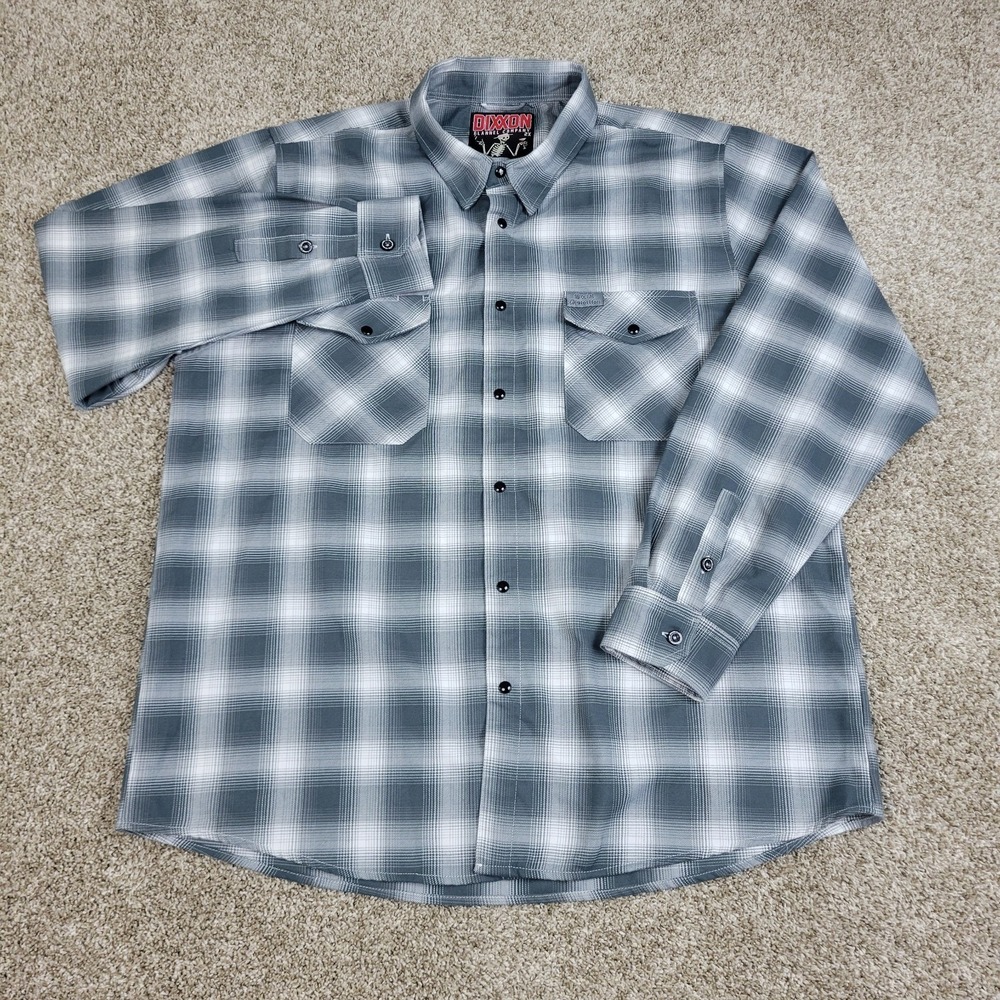 Dixxon Flannel Company Social Distortion Mens 2XL Gray Plaid Pearl Snap LS - Picture 2 of 6